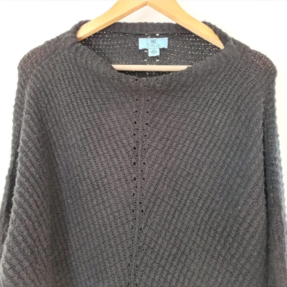 Cece XXL Black Fuzzy Sleeves Knit Sweater - Picture 5 of 13